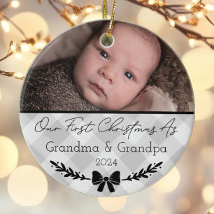 Personalisierte erste Weihnachten als Großeltern F Keramik Ornament