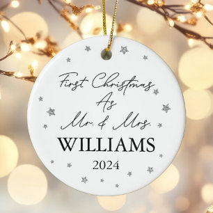 Personalisierte erste Weihnachten als Mr. & Mrs. F Keramik Ornament