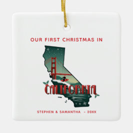 Personalisierte erste Weihnachten im kalifornische Keramikornament