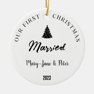 Personalisierte Erste Weihnachten Verheiratet Keramik Ornament