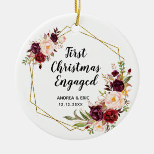 Personalisierte Erste Weihnachten Verlobt Keramik Ornament