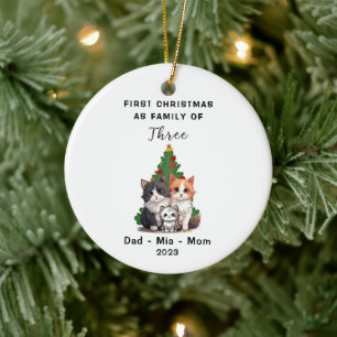 Personalisierte erste Weihnachtszeit als Familie v Keramik Ornament