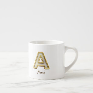 Personalisierte Erstmalige Monogramm-Gold-Typograf Espressotasse