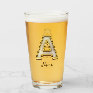 Personalisierte Erstmalige Monogramm-Gold-Typograf Glas