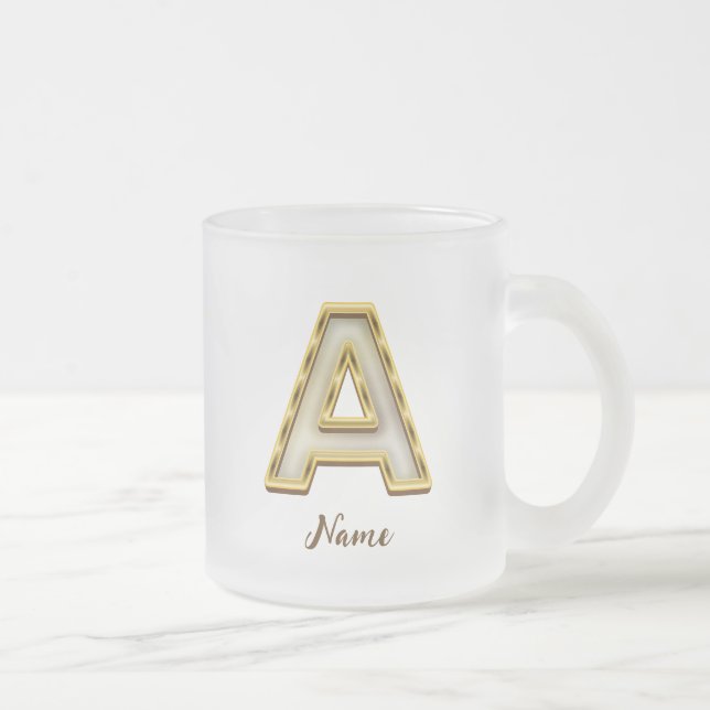 Personalisierte Erstmalige Monogramm-Gold-Typograf Mattglastasse (Rechts)