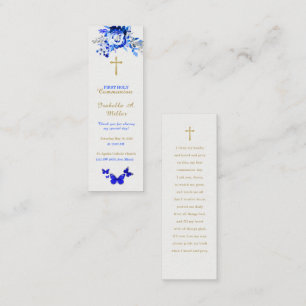 Personalisierte Erstukommunion Blaue Gebetskarte Mini Visitenkarte