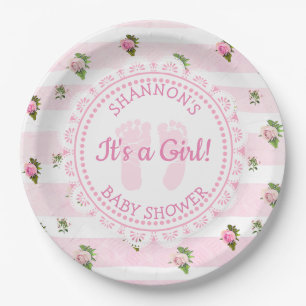 Personalisierte Es ist ein Girl Pink Baby Dusche T Pappteller