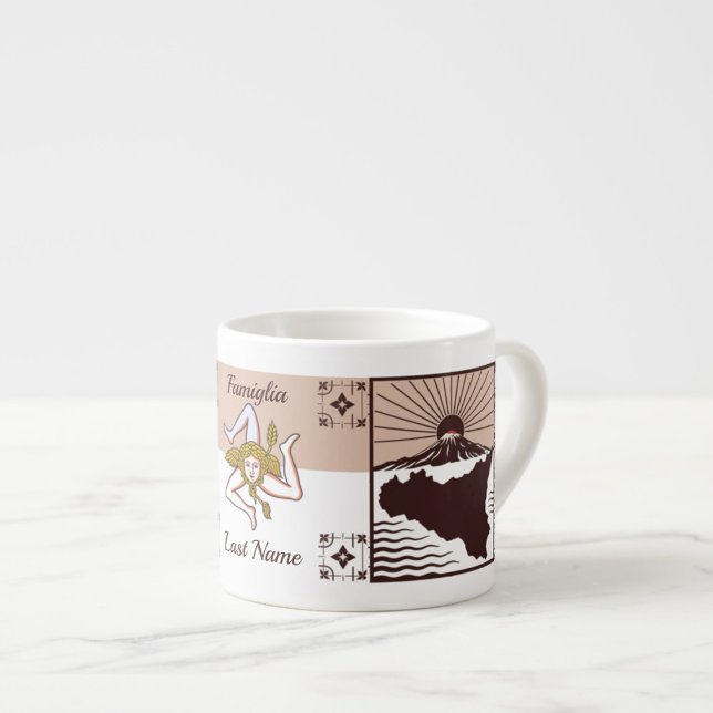 Personalisierte Espressotasse der sizilianischen F (Sicilian Family Espresso Cup Customize with your Family’s Last Name )
