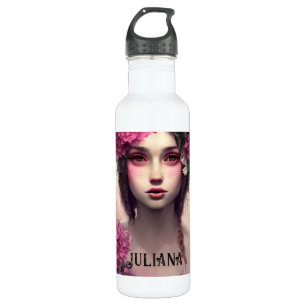 Personalisierte Ethereal-Girl mit rosa Freckles Edelstahlflasche