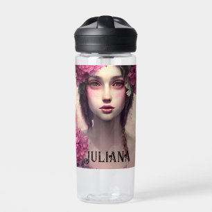 Personalisierte Ethereal-Girl mit rosa Freckles Trinkflasche