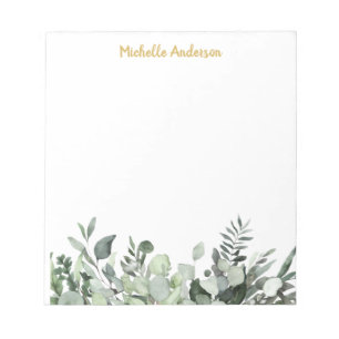 Personalisierte Eukalyptus-Grünpflanzen Notizblock