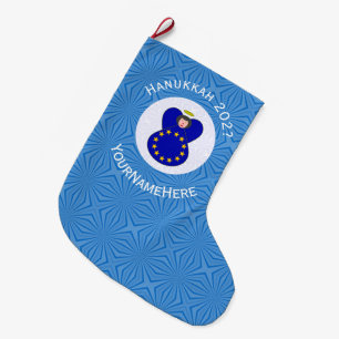 Personalisierte Europäische Union Engel Hanukkah-F Großer Weihnachtsstrumpf