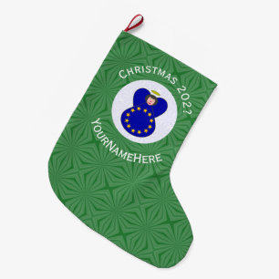 Personalisierte Europäische Union Engel Weihnachts Großer Weihnachtsstrumpf
