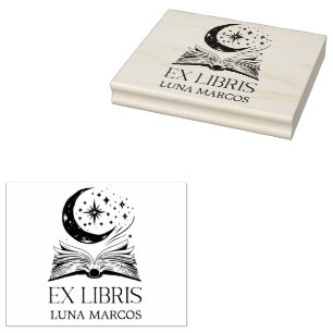 Personalisierte Ex Libris mit einem Buch und Stern Gummistempel