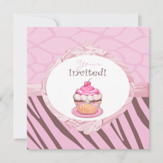 Personalisierte Extravagante Cupcake Safari Einlad Einladung