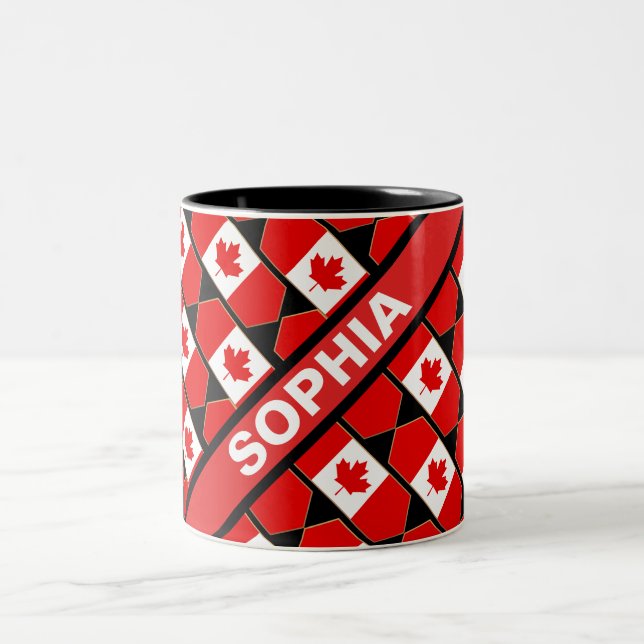 Personalisierte Fahne Patriotic Canada Zweifarbige Tasse (Mittel)