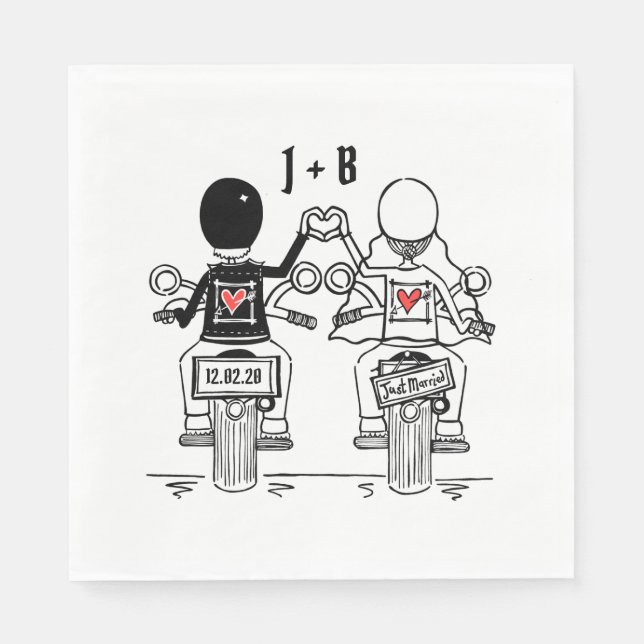 Personalisierte Fahrrad-Hochzeitszeitung Napkin Serviette (Vorderseite)