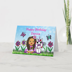 Personalisierte Fairy und Unicorn Happy Birthday Karte