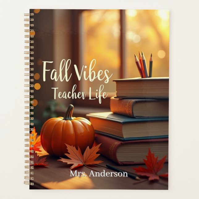 Personalisierte Fall Vibes Lehrer Leben Planer (Vorderseite)