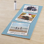 Personalisierte Familie 3 Foto Custom Collage Blue Yogamatte<br><div class="desc">Personalisierte individuelle Fotos Ihrer Familie oder Freunden gerahmt in einem sofortigen Foto Look Design. Passen Sie die Vorlage einfach mit Ihren eigenen Fotos und Texten an. Passen Sie die Farbe des blauen Hintergrunds an die gewünschte Farbe an. Ideal für sich selbst oder für einen Geburtstag, Weihnachten, Valentinstag, Muttertag, Vatertag oder...</div>