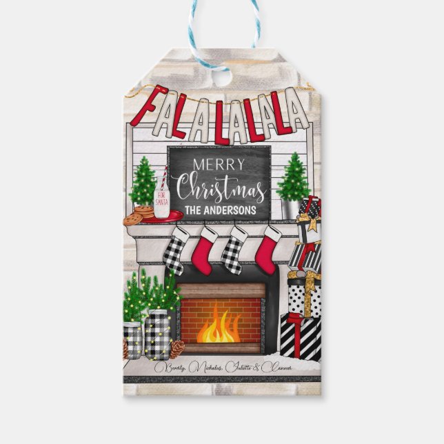 Personalisierte Familie frohe Weihnachten Geschenkanhänger (Vorderseite)