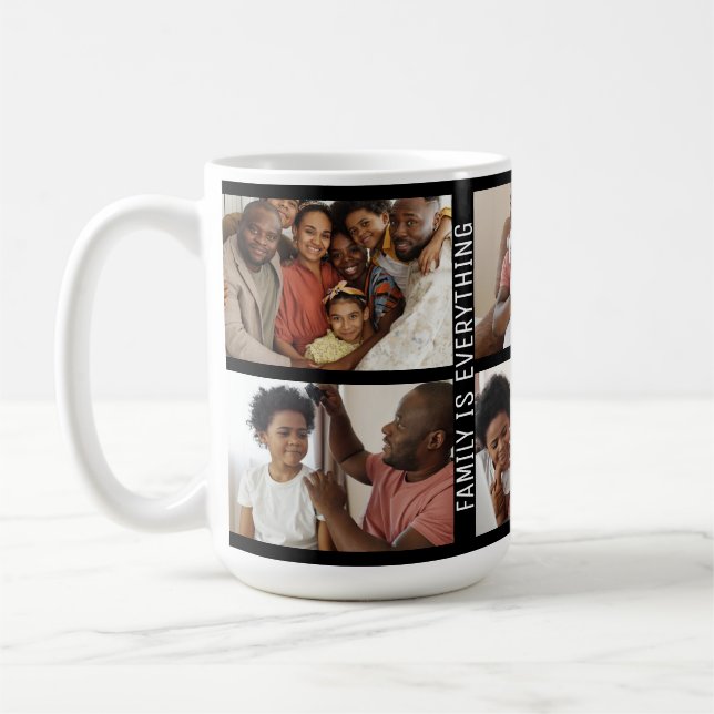 Personalisierte Familie ist alles 6 Fotomaterial Kaffeetasse (Links)