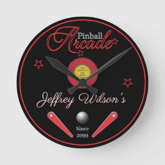 Personalisierte Familie/Person Pinball-Wandklemme Runde Wanduhr