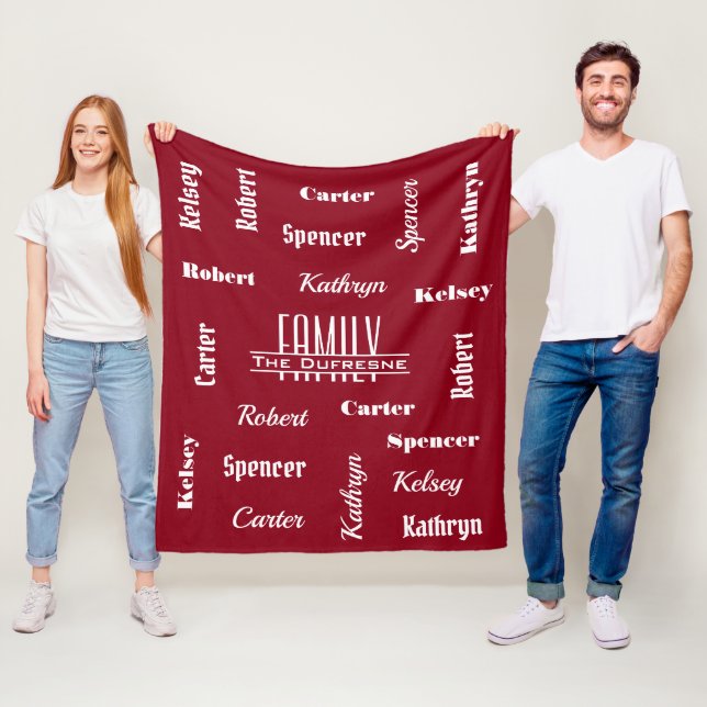 Personalisierte Familie von fünf Coolen Schriftart Fleecedecke (Beispiel)