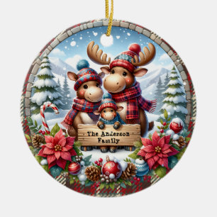 Personalisierte Familie von Three Rentier Weihnach Keramik Ornament
