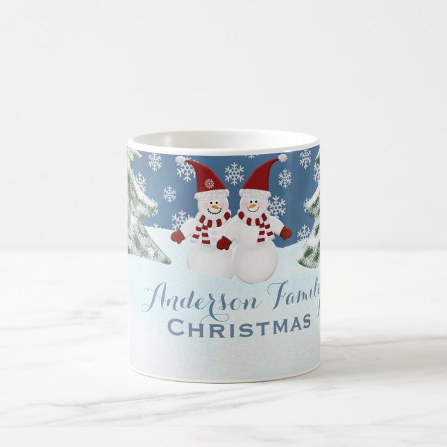 Personalisierte Familie: Weihnachtssnowman-Tasse Kaffeetasse (Mittel)