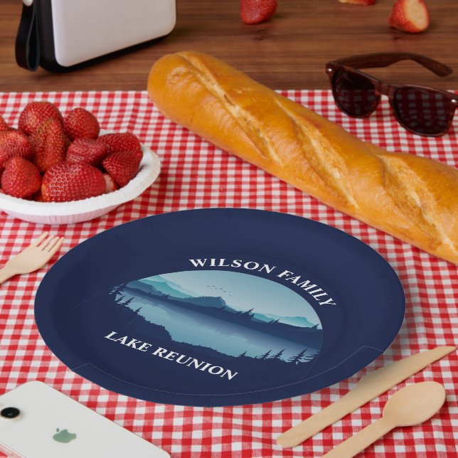 Personalisierte Familie Wiedersehen Blue Lake Vaca Pappteller (Picknick)