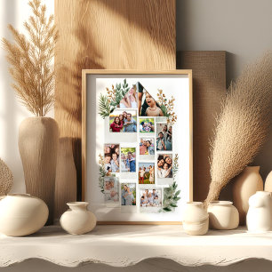 Personalisierte Familien-Foto-Collage im Haus-Stil Poster