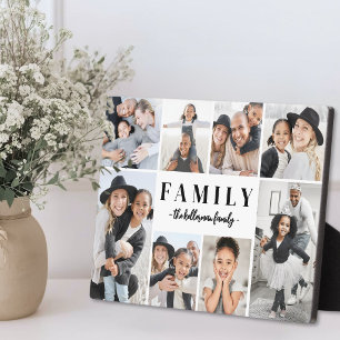Personalisierte Familien-Foto-Collage mit Namen Fotoplatte