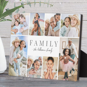 Personalisierte Familien-Foto-Collage mit Namen Fotoplatte