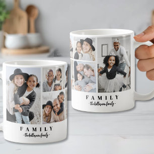Personalisierte Familien-Foto-Collage mit Namen Kaffeetasse