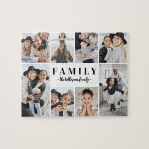 Personalisierte Familien-Foto-Collage mit Namen Puzzle