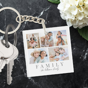 Personalisierte Familien-Foto-Collage Schlüsselanhänger
