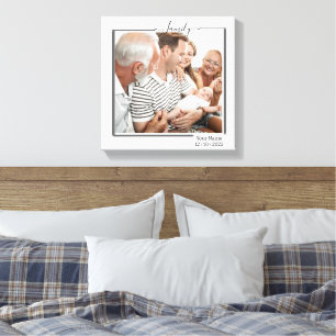 Personalisierte Familien-Foto- und Text-Typografie Leinwanddruck