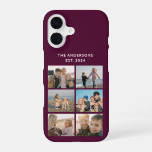 Personalisierte Familien-Multi-Foto-Collage Burgun iPhone 16 Hülle