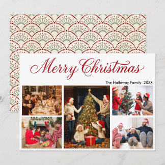 Personalisierte Familien-Weihnachtskarte 5 Fotos & Feiertagskarte