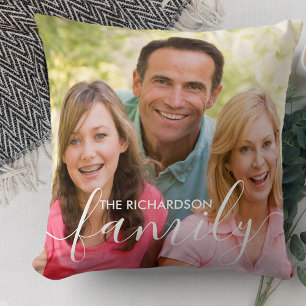 Personalisierte Familien-Weiß-Schrift-Overlay 2 Fo Kissen