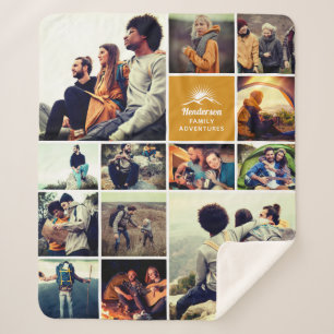 Personalisierte "Familienabenteuer" Fotocollage Sherpadecke