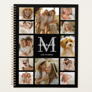 Personalisierte Familienfoto-Collage Graues Monogr Planer