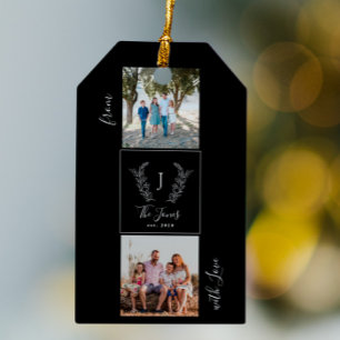 Personalisierte Familienfoto-Collage mit Monogramm Geschenkanhänger