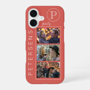 Personalisierte Familienfoto-Collage Monogramm iPhone 16 Hülle
