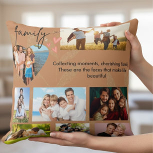 Personalisierte Familienfoto-Collage & Schrift Chi Kissen