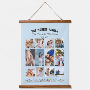 Personalisierte Familienfoto-Collage-Tapete Wandteppich Mit Holzrahmen