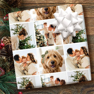 Personalisierte Familienfoto-Collage Weihnachten Geschenkpapier