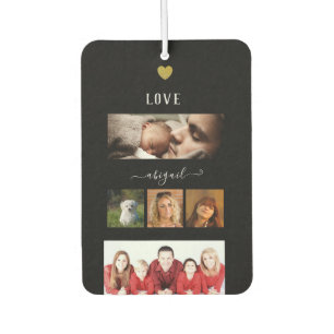 Personalisierte FamilienfotoCollage auf schwarz Autolufterfrischer