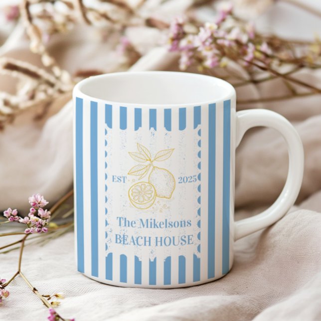 Personalisierte Familienküste Lemon Beach House De Zweifarbige Tasse (Von Creator hochgeladen)
